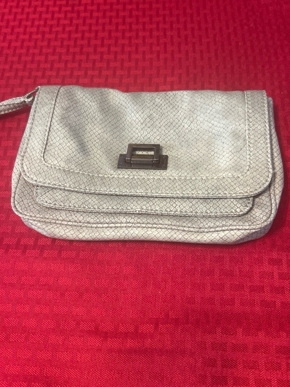 Gap Silver snakeskin pattern Wristlet Clutch - Women's Evening Bag